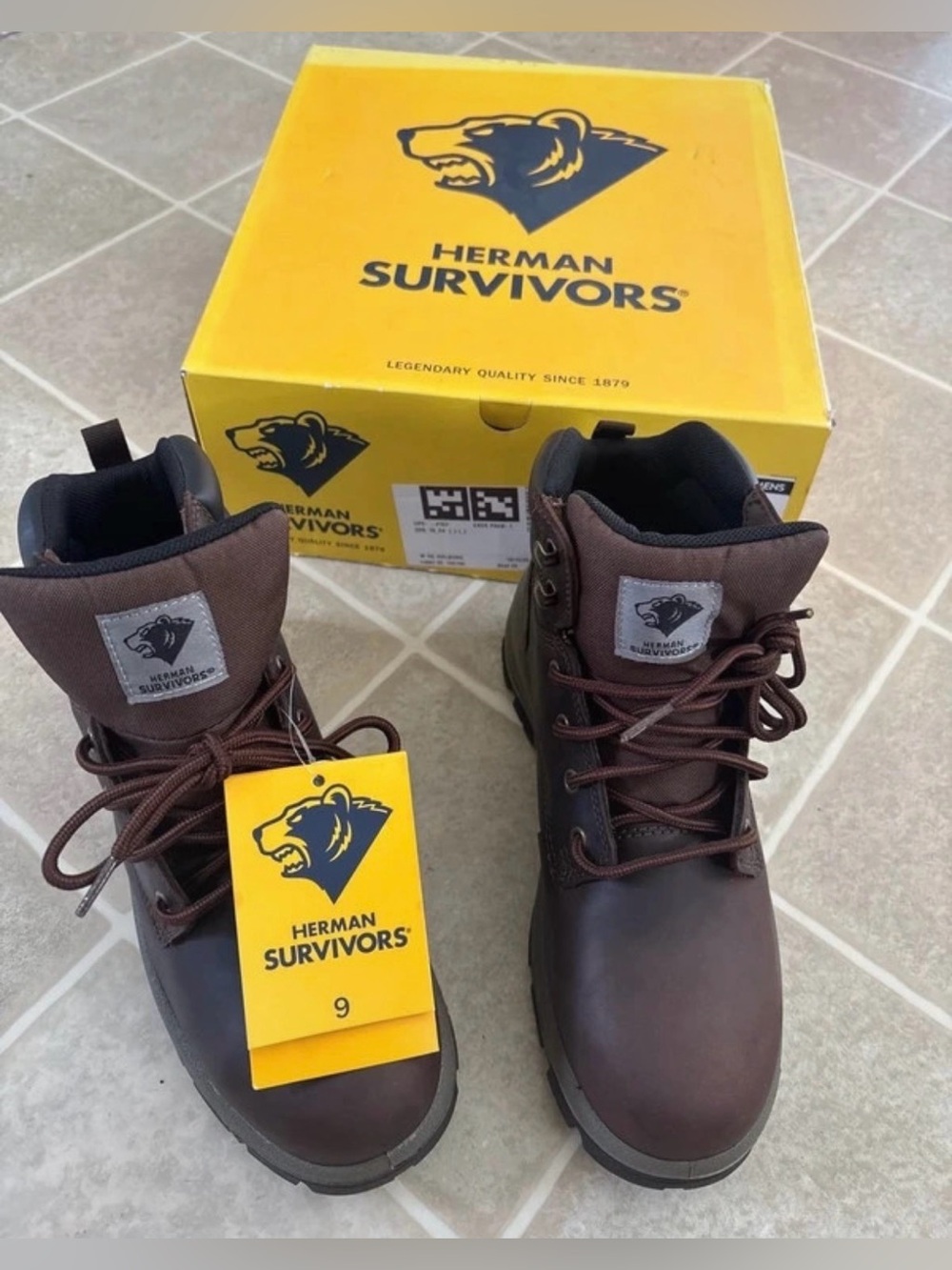HERMAN SURVIVORS womens Brown Lace-Up Safety Work Boots ASTM
F2